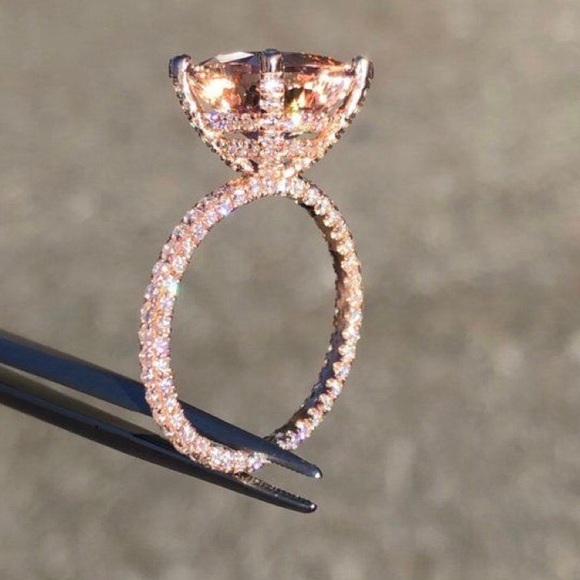New 6 Carat 18K Rose Gold Morganite Ring - Picture 4 of 6